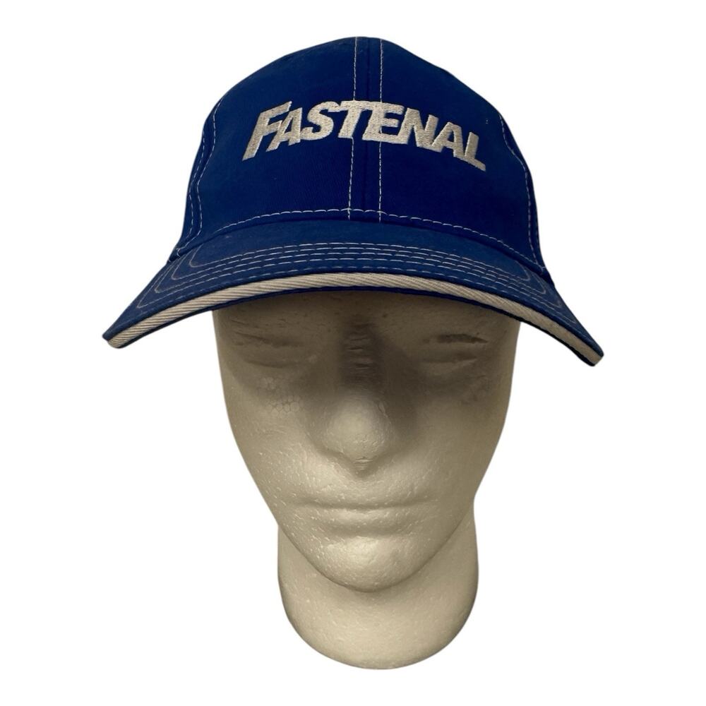 New Fastenal Baseball Cap Hat Adjustable Strapback Blue White Stitch 100% Cotton